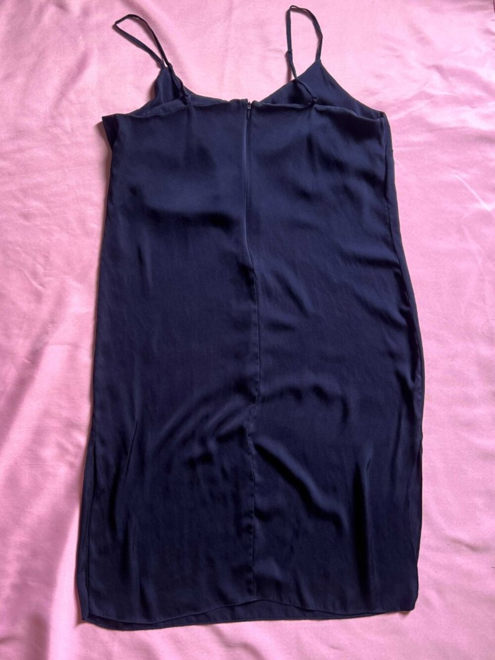 Quince Silk Midi Slip Dress in Navy - Picture 7 of 10